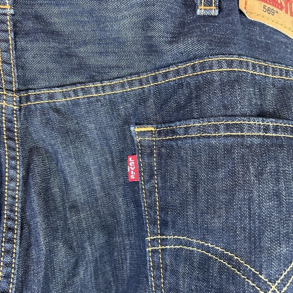 Levi's 569 Jeans Mens 42x30 (fit 42x28) Dark Indigo Wash Loose Straight Denim - Picture 9 of 15